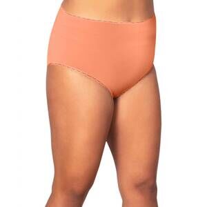 NEW ON THE PLUS SIDE plus size lace trim cotton jersey panties in coral pink